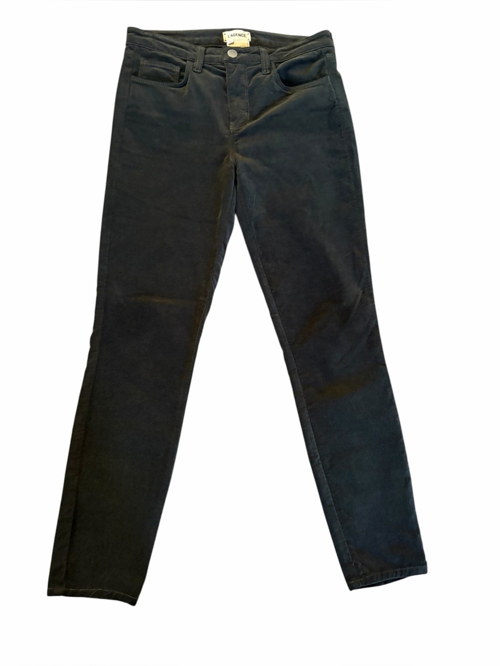 L’Agence Jeans Women's Size 27 Margot Mid  Rise Velvet Skinny Jeans Ivy Green